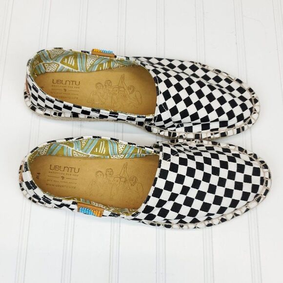 Ubuntu Afridrilles Black & White Checker Espadrilles - Picture 5 of 9